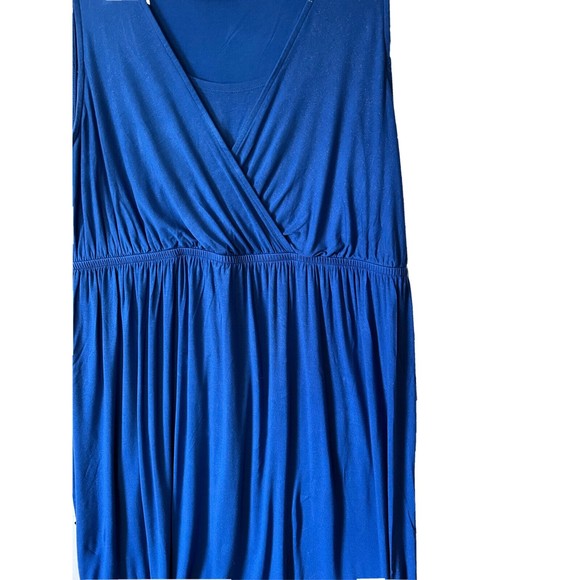 Lane Bryant Sleeveless Stretch Dress V Neck Blue Shimmer size 14/16 - Picture 4 of 11